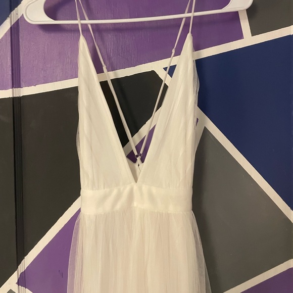 Cross Back white long sheer dress. Only worn once. - Picture 2 of 3